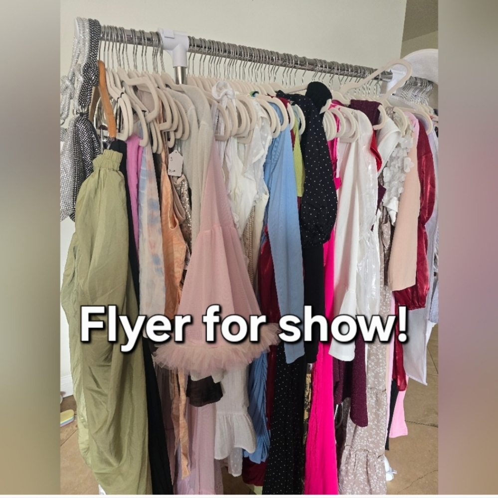 Flyer For Show! Pop Up Show 5-15-25 PDT  Unlisted Items, Dresses, Skirts,